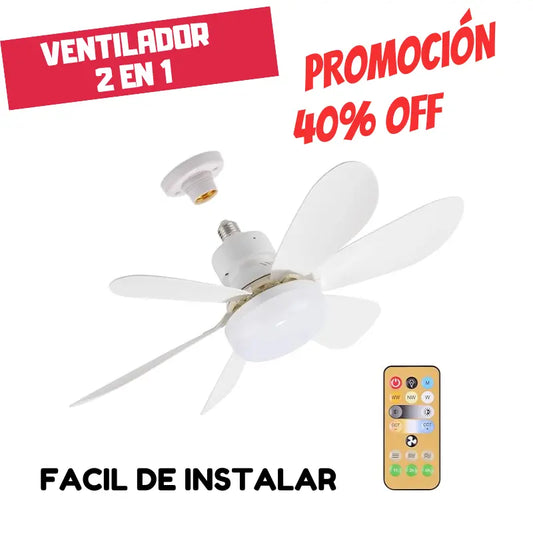 Ventilador con bombillo y control remoto